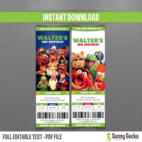 Muppets Birthday Ticket Invitations - Group